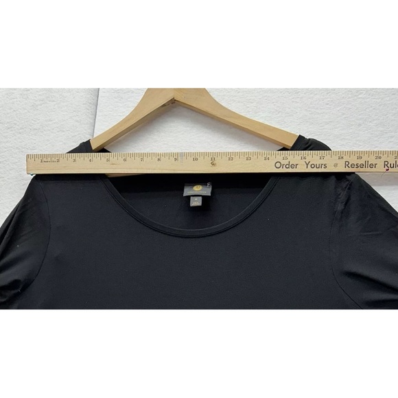 JM Collection Women Shirt Top Plus 3XL BLACK 3/4 Sleeve Round Neck Sleeves - Picture 2 of 8